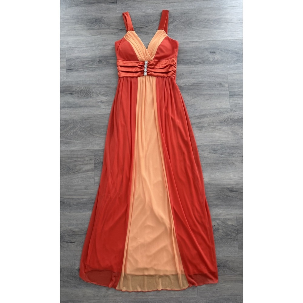 Vintage Y2K Taboo Two Toned Orange Long Formal Dress With Gem Size Small Dance
